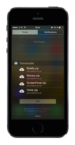 Transloader's Notification Center Today Widget