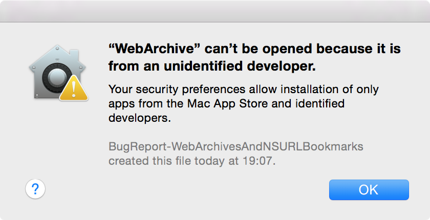 Webarchive opened after bug occurred