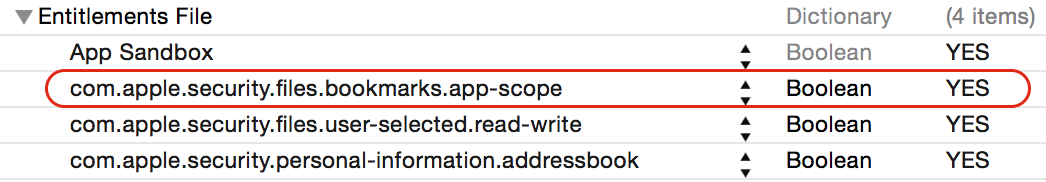 Sandbox entitlements necessary for security-scoped bookmarks