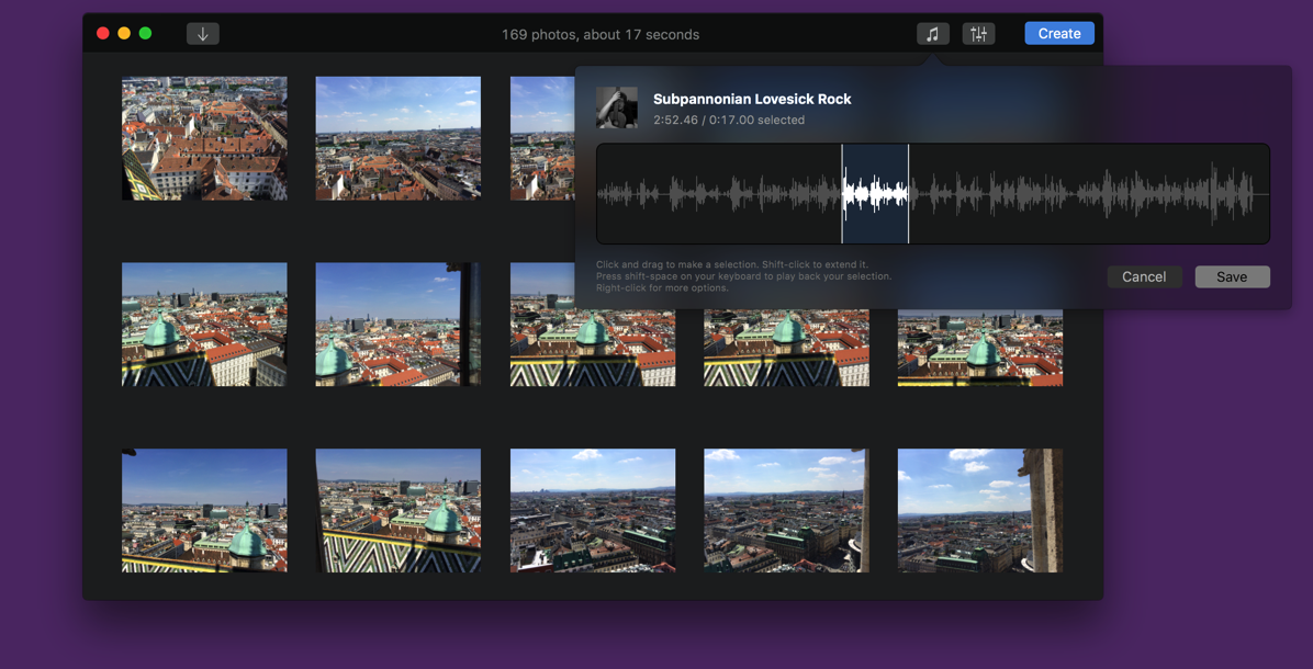 Screenshot of Glimpses' Soundtrack Editor