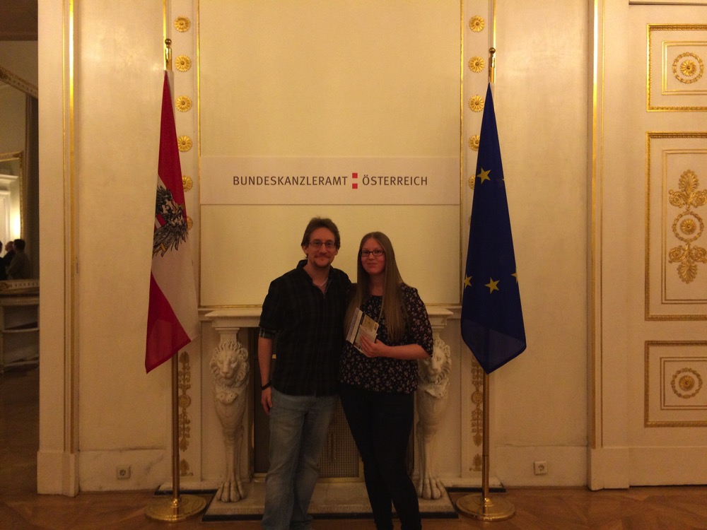 My girlfriend Britta and I at the Austrian Bundeskanzleramt