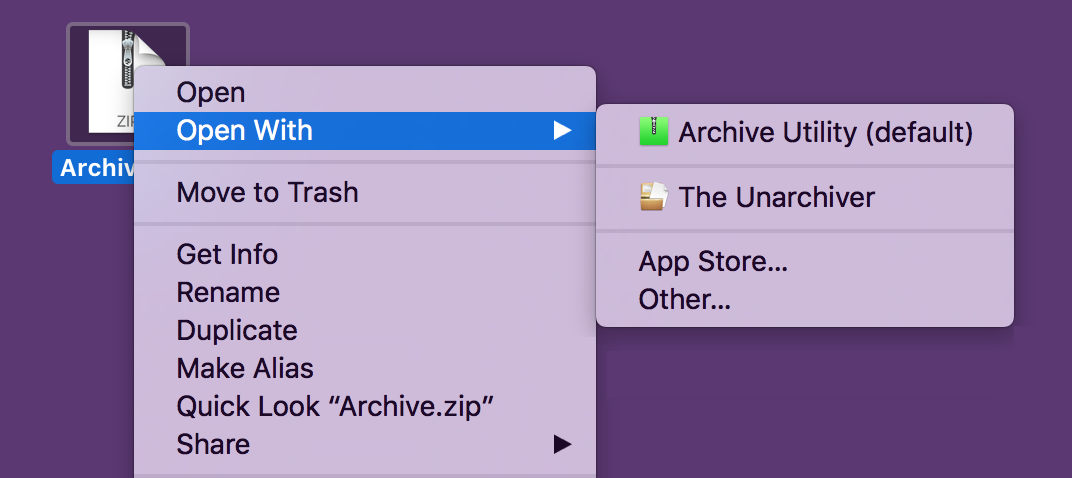 The Finder's Open With contextual menu